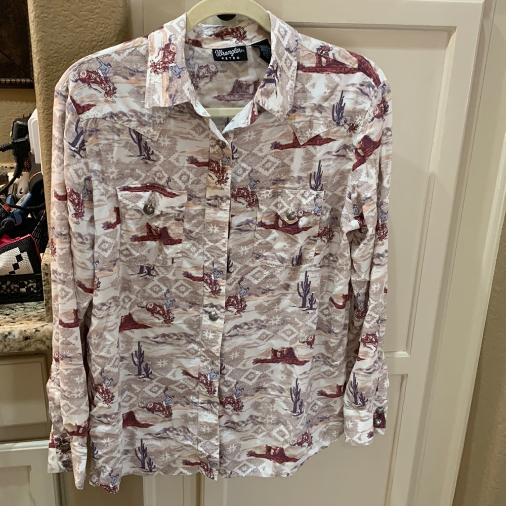 Womens western rodeo L/S button up shirt S